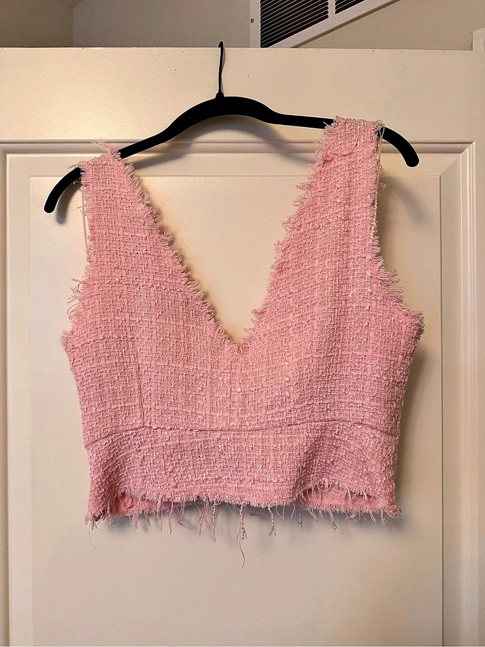 Zara Pink Fringe Crop Top Size Medium